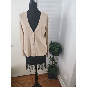 J.jill Sweater Shirt Large Fall Button Up Wool Polyester Blend V Neck